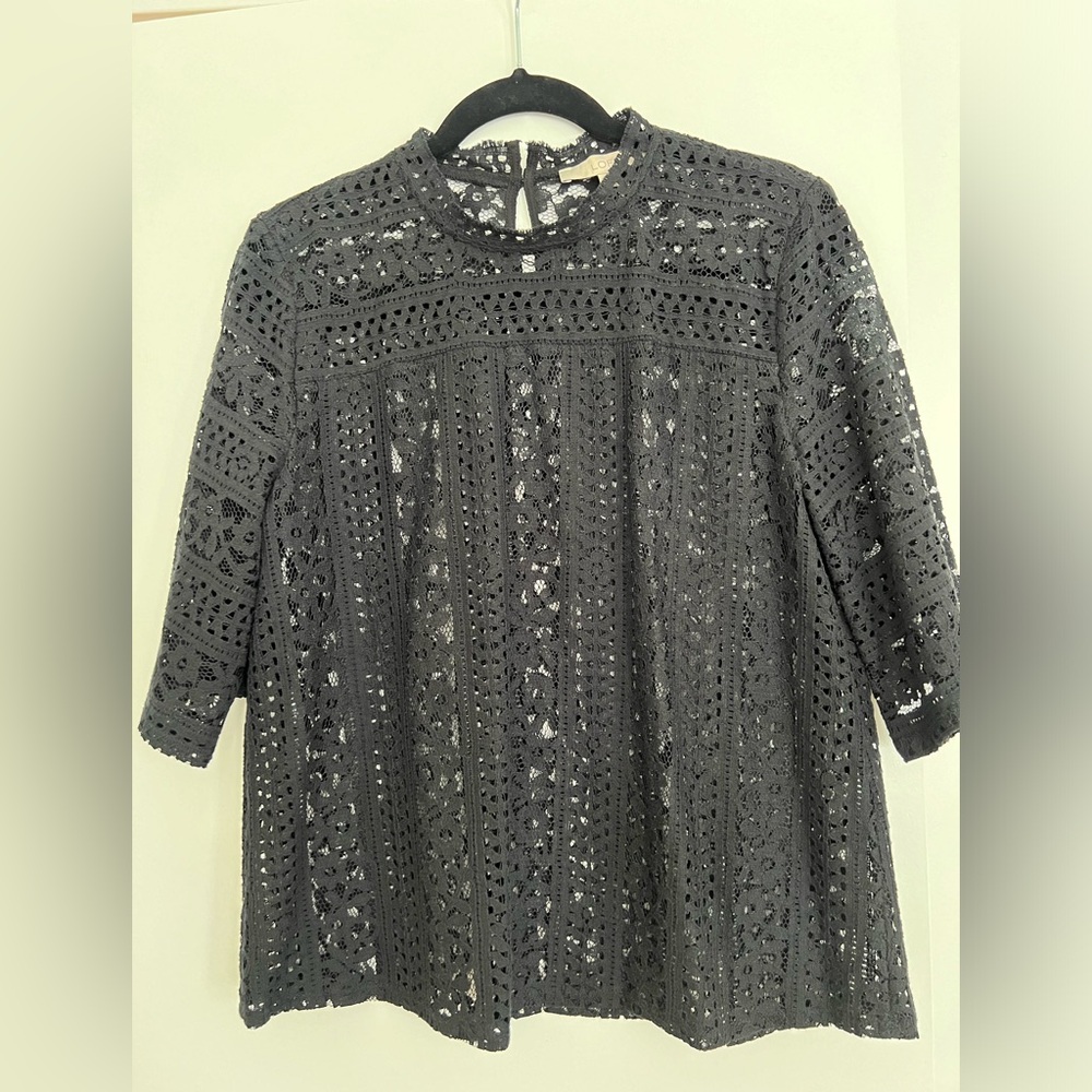 Loft black lace top- size M